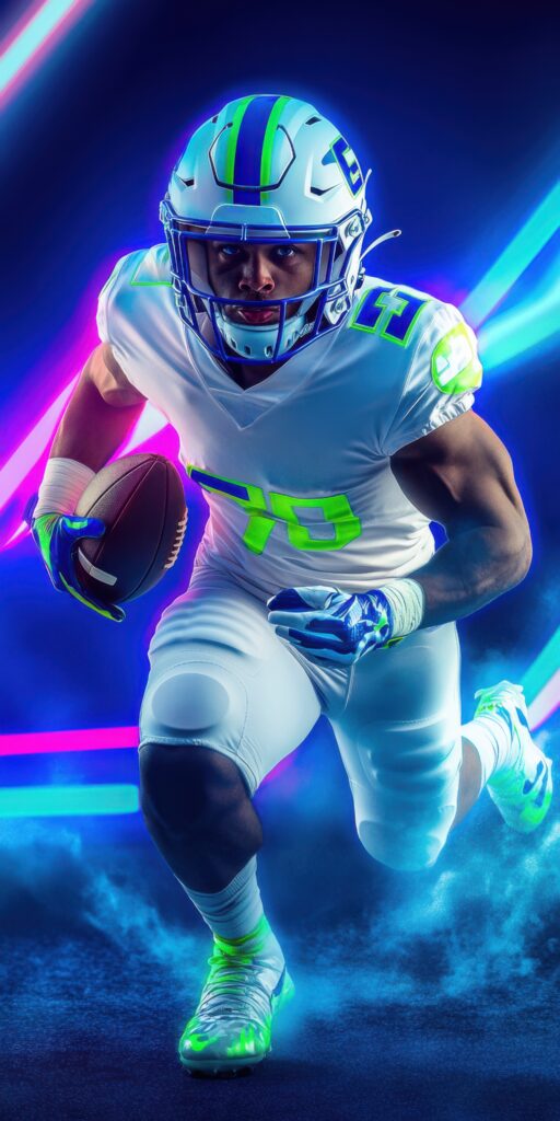 american football player neon style